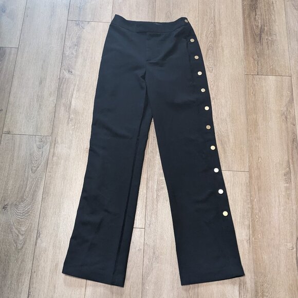 Romeo & Juliet Couture Black Pants Gold Side Snaps NWT Size S - Picture 2 of 11